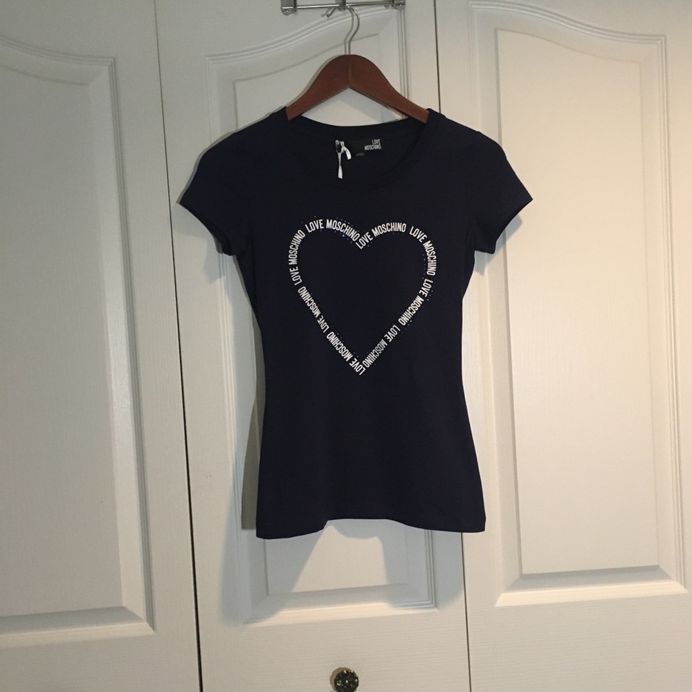 NWT Love Moschino navy women’s T-shirt size US 2